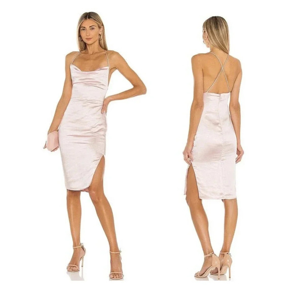 Superdown Women Billie Drape Midi Pink Dress Small - Picture 1 of 4